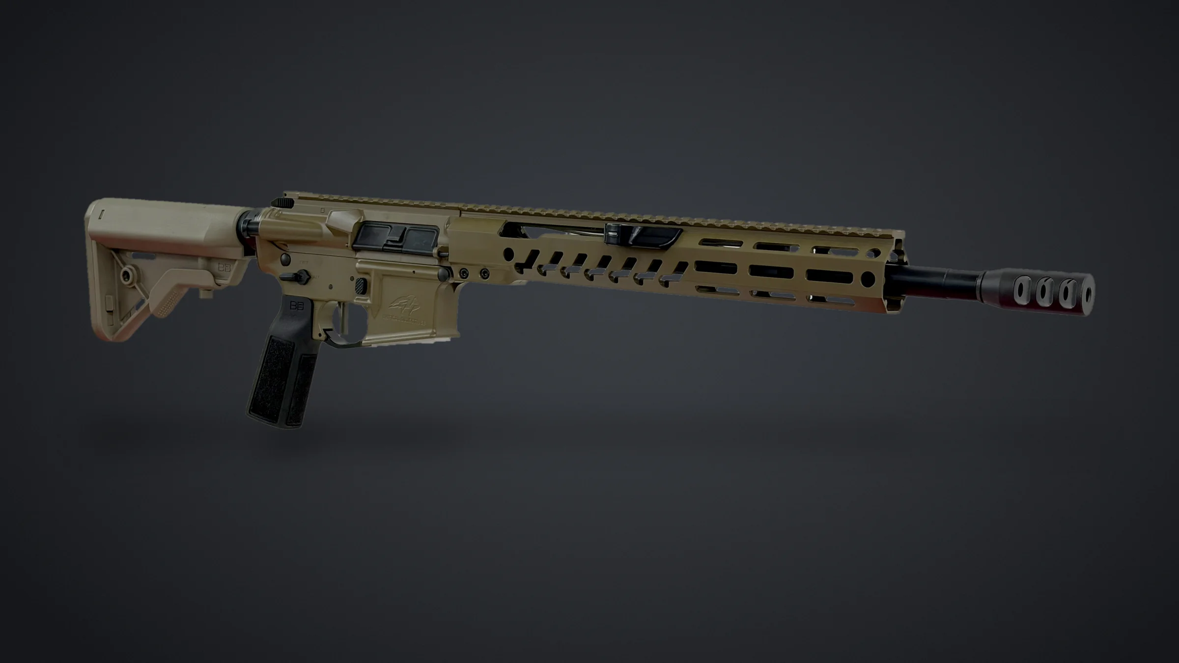 02 Talon rifle, left side, showing the forward charging handle on the handguard